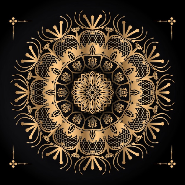 Feliz navidad y próspero año nuevo diseño de fondo mandala vector premium