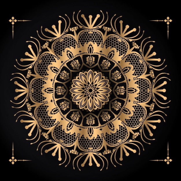 Feliz navidad y próspero año nuevo diseño de fondo mandala vector premium