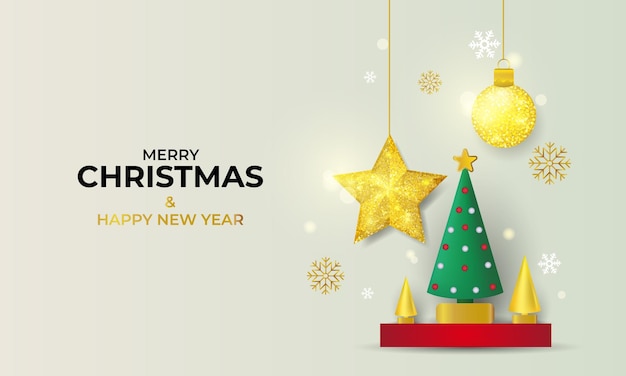 Feliz Navidad y próspero año nuevo Fondo navideño con hermosas decoraciones