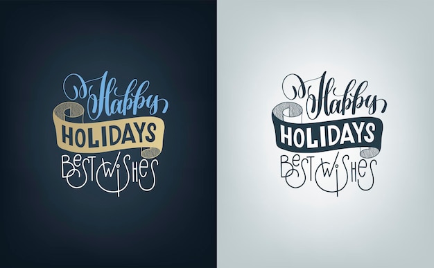 Vector feliz navidad y próspero año nuevo hand lettering saludo vacaciones