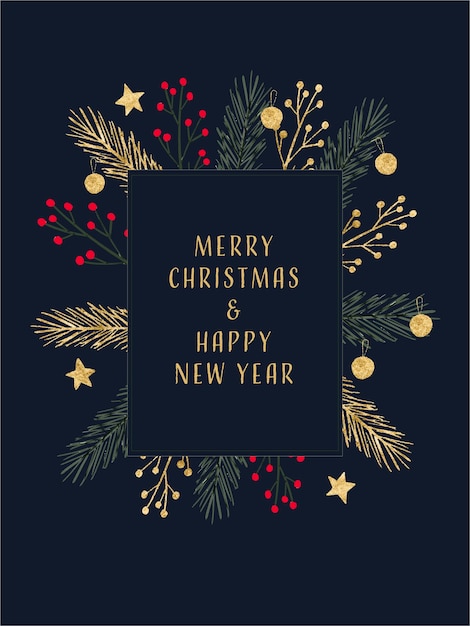 Feliz Navidad y próspero año nuevo marco para tarjeta de invitación saludo volante banner marco de fotos