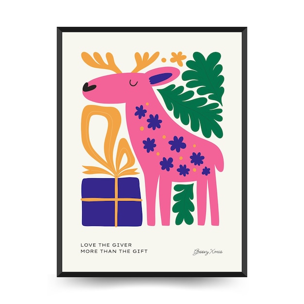 Feliz Navidad y próspero año nuevo plantilla vertical o póster Estilo moderno y minimalista de Matisse