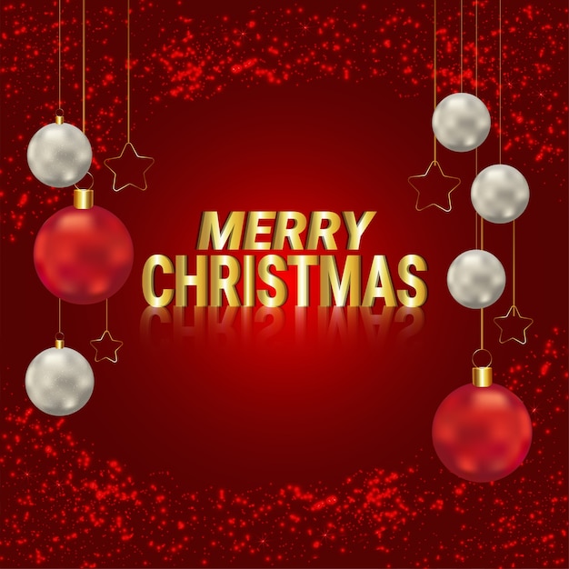 Feliz navidad y próspero año nuevo saludo con bolas de fiesta