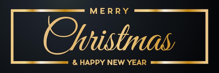 Vector feliz navidad y próspero año nuevo texto vectorial dorado para etiqueta o encabezado