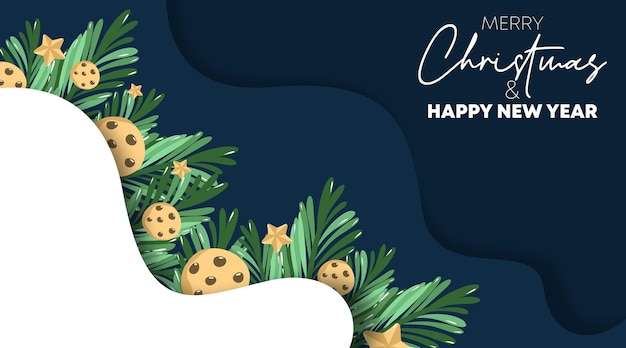 Feliz navidad y próspero año nuevo vector de ilustración de tarjeta de felicitación