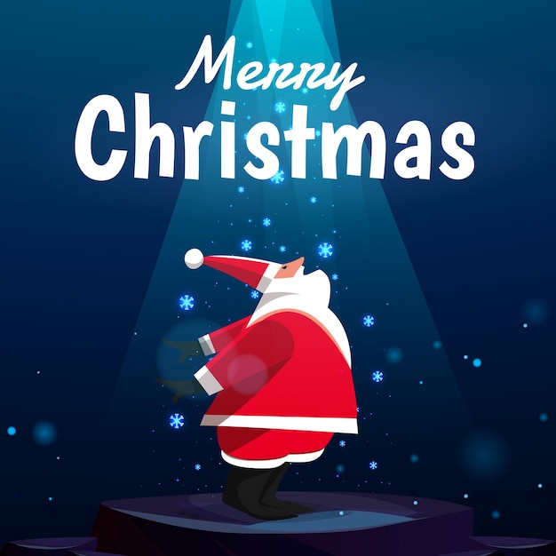 Feliz Navidad para la publicación en las redes sociales con la ilustración de Papá Noel y la Luz Misteriosa
