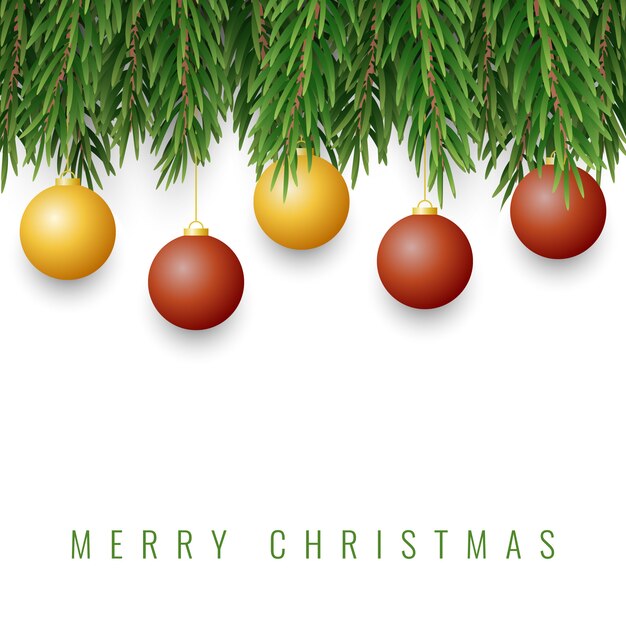 Feliz Navidad con ramas de pino realistas