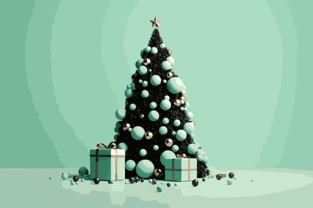 Feliz navidad con regalos y árbol de navidad ai generativa