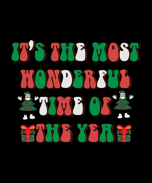 Feliz Navidad Retro SVG Mejor diseño de camiseta, Navidad, camiseta de tipografía Vector Premium