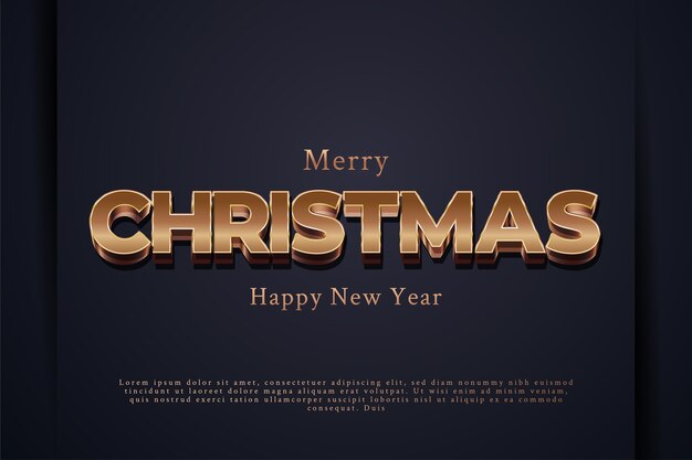 Feliz navidad saludo con elegante texto dorado