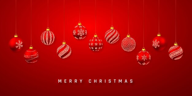 feliz navidad, saludo, con, rojo, bola de navidad, decoración navideña