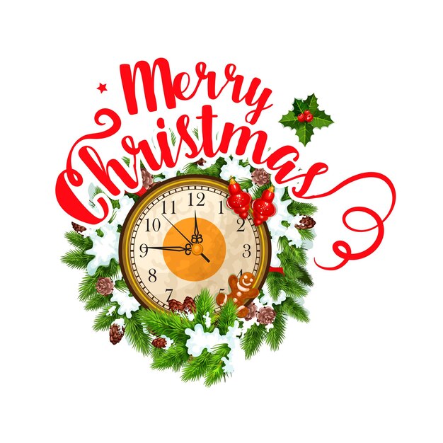 Vector feliz navidad, saludo, vector, reloj, icono