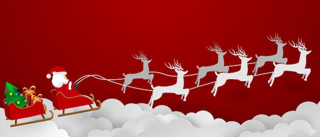 Feliz Navidad. Santa Claus en el cielo.