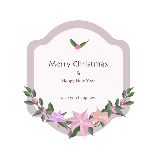 feliz navidad tarjeta de felicitación pancarta con flor de flor en el fondo del marco