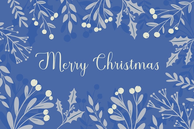 Feliz Navidad tarjeta de felicitación plantilla banner invierno marco azul marino acebo baya muérdago planta