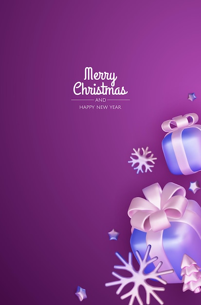 Feliz Navidad tarjeta de felicitación póster vectorial Navidad elegante plantilla de invitación con bolas de Navidad árbol de Navidad y copos de nieve Ilustración vectorial de felicitación de la temporada de vacaciones