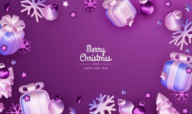 Feliz Navidad tarjeta de felicitación póster vectorial Navidad elegante plantilla de invitación con bolas de Navidad