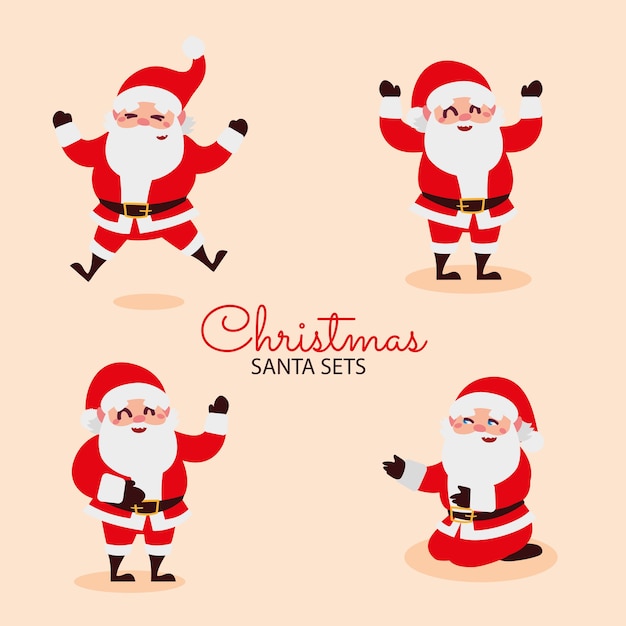 Feliz navidad tarjeta de felicitación santa dibujos animados celebración ilustración