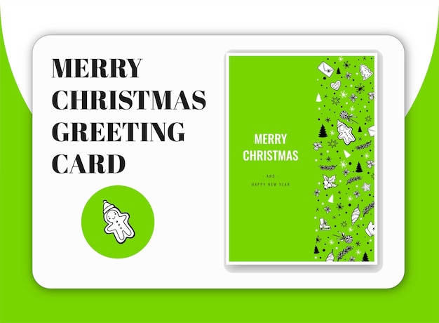 Vector feliz navidad tarjeta de felicitación verde