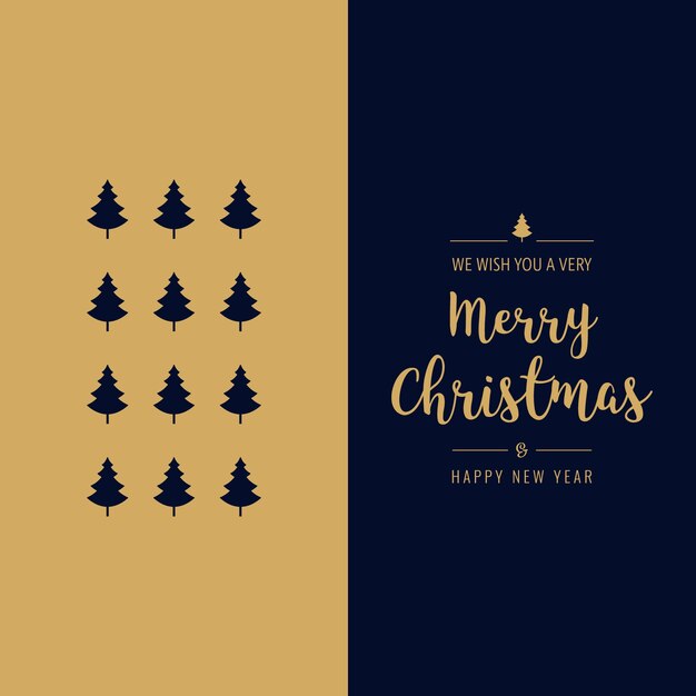 Feliz Navidad tarjeta gretting tipo oro azul