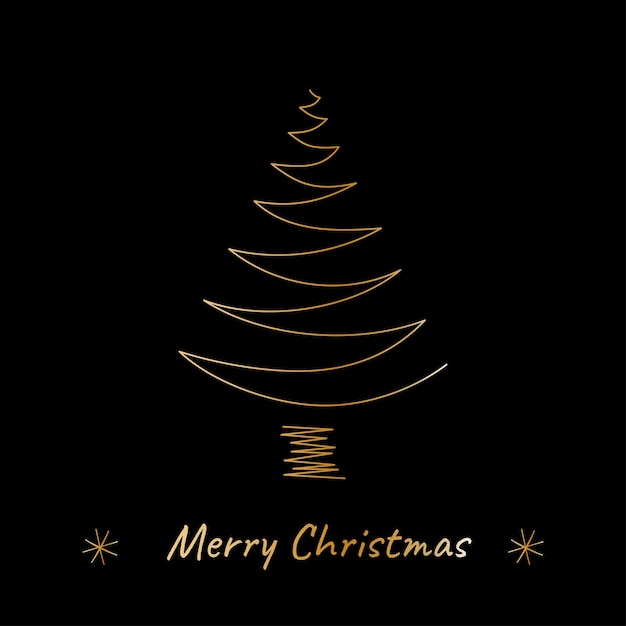 Feliz Navidad Tarjetas e invitaciones de vacaciones corporativas Árbol de Navidad dorado dibujado a mano