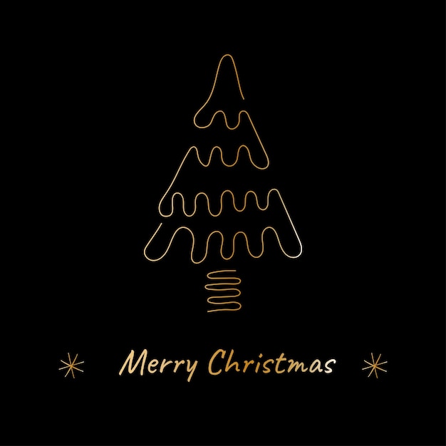 Feliz Navidad Tarjetas de vacaciones e invitaciones Árbol de Navidad dorado dibujado a mano