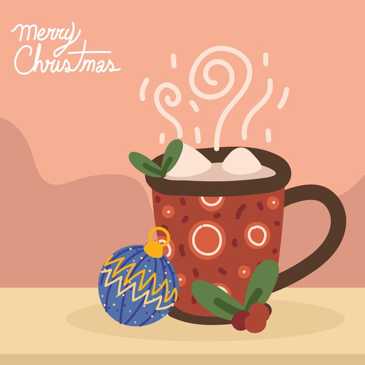 Vector feliz navidad taza de chocolate