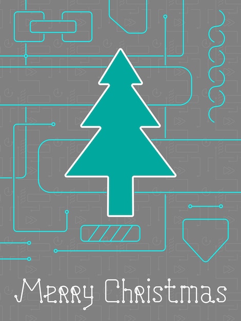 Vector feliz navidad techno line art bakcground