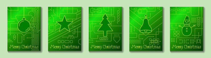 Vector feliz navidad techno line art bakcground
