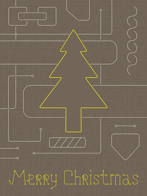 Feliz navidad techno line art bakcground