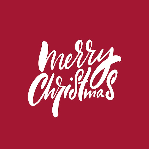 Feliz Navidad texto de caligrafía de color blanco. Diseño para tarjeta de felicitación.