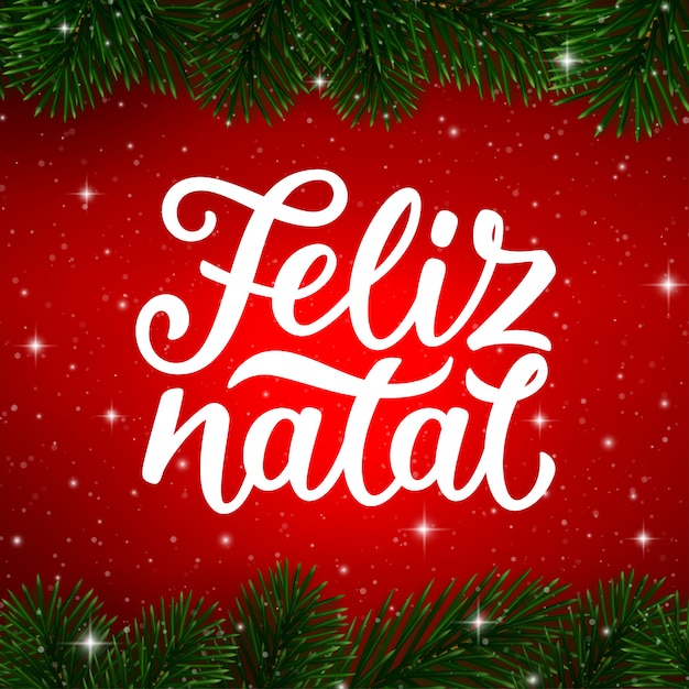 Feliz Navidad texto de caligrafía en portugués. Feliz natal