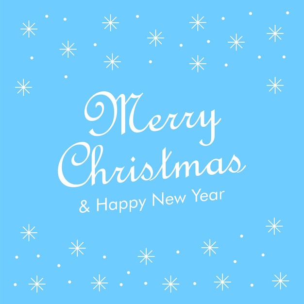 Feliz Navidad texto con copo de nieve sobre fondo azul vector stock