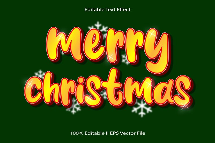 Vector feliz navidad texto editable efecto 3d relieve dibujos animados estilo degradado