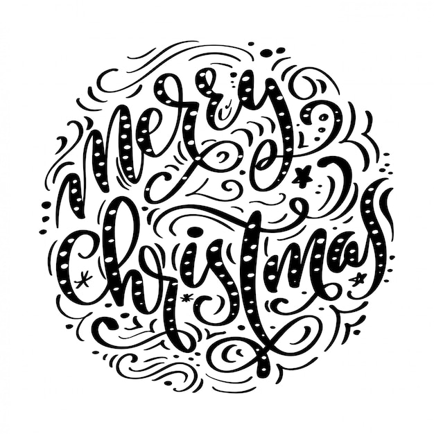 Feliz navidad texto escrito a mano negro. caligrafía dibujada a mano