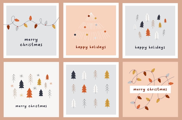 Feliz navidad tiempo saludo tarjetas minimalistas