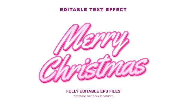 Feliz Navidad Tipografía de efectos de texto editables