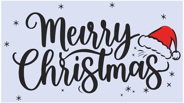 Feliz Navidad Tipografía con ilustración de Papá Noel