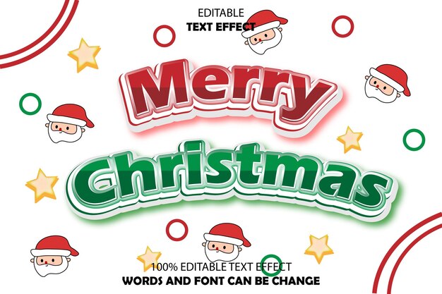 Feliz Navidad v3 efecto de texto editable estilo de dibujos animados en 3D