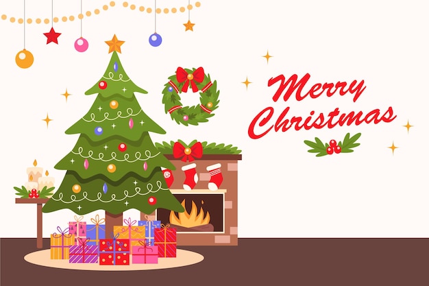 Feliz navidad vector de arbol