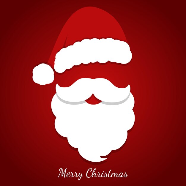 Feliz Navidad vector concepto rojo con barba y sombrero de Santa Claus