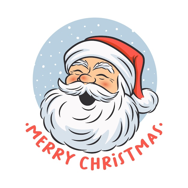 Feliz Navidad Vector lindo gracioso sonriente mirando a la cabeza de Papá Noel