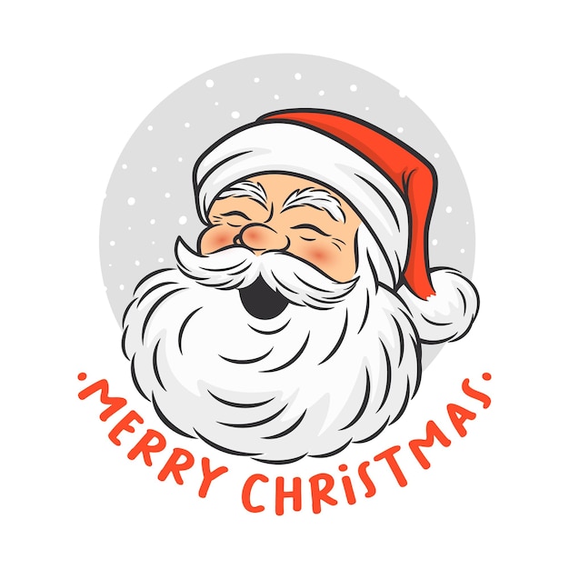 Feliz Navidad Vector lindo gracioso sonriente mirando a la cabeza de Papá Noel