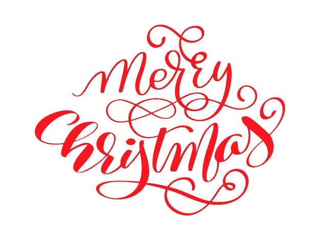 Feliz Navidad vector rojo Letras caligráficas diseño de texto tarjetas de felicitación Regalo de felicitación de vacaciones