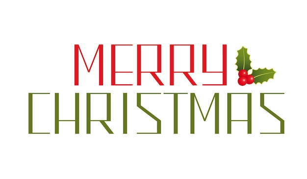 Feliz Navidad Vector Texto dibujado a mano con diseño de Holly