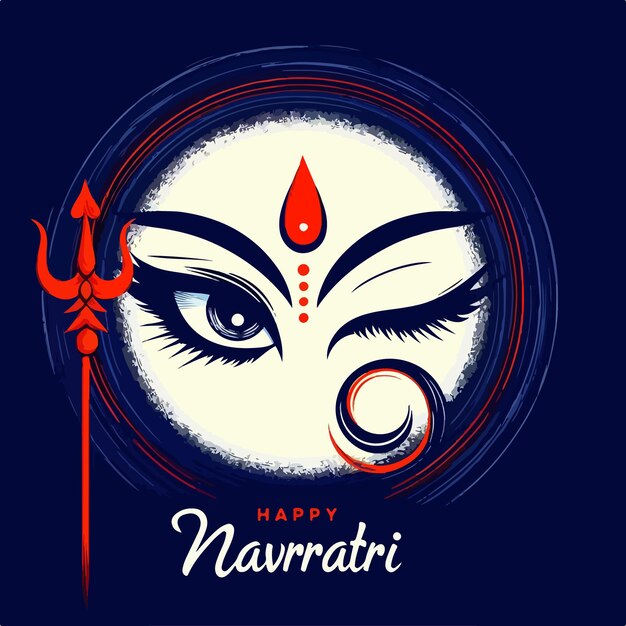 Feliz Navratri y el festival de Durga Puja celebración india ilustración vectorial de fondo