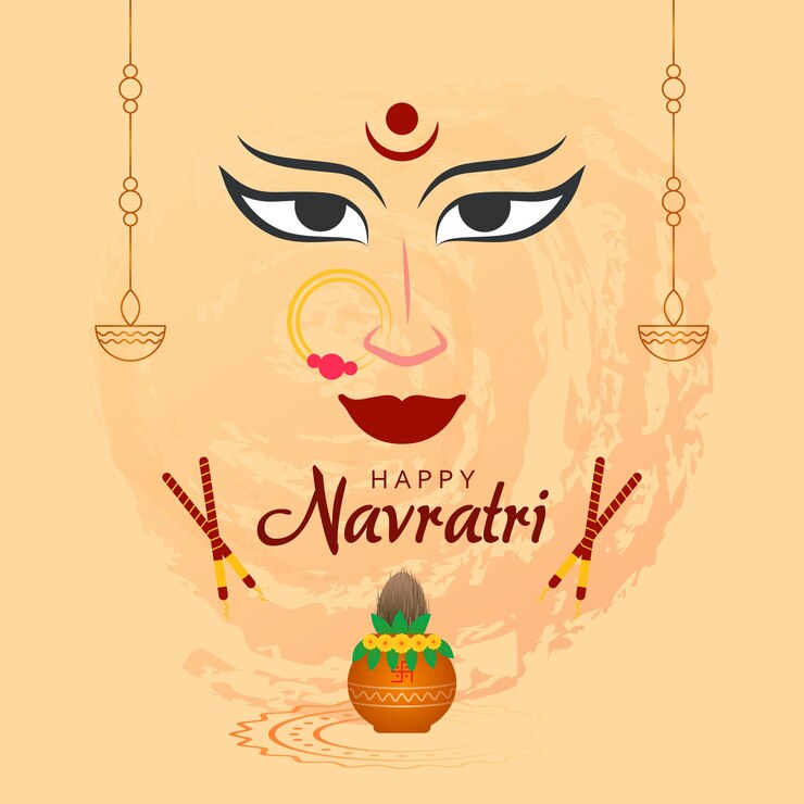 Vector feliz navratri tradicional festival hindú de saludos de fondo