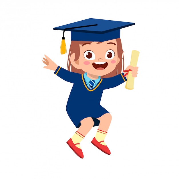 Feliz niña linda niña graduada de la escuela