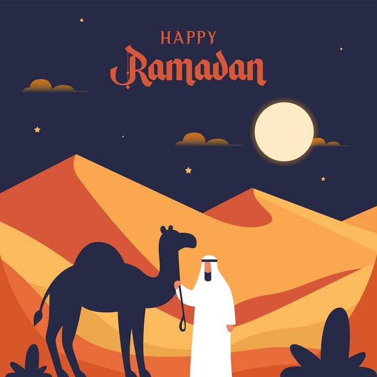 Feliz noche árabe islámica del Ramadán en las redes sociales