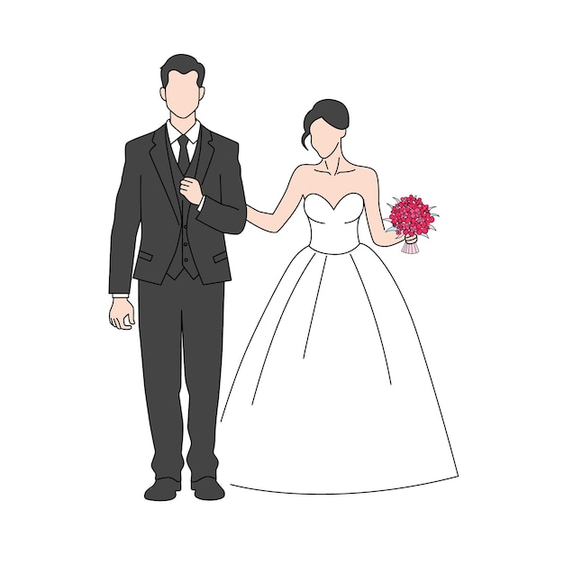 Feliz novia y novio en la ceremonia de la boda Hermosa pareja de bodas en ropa de novia